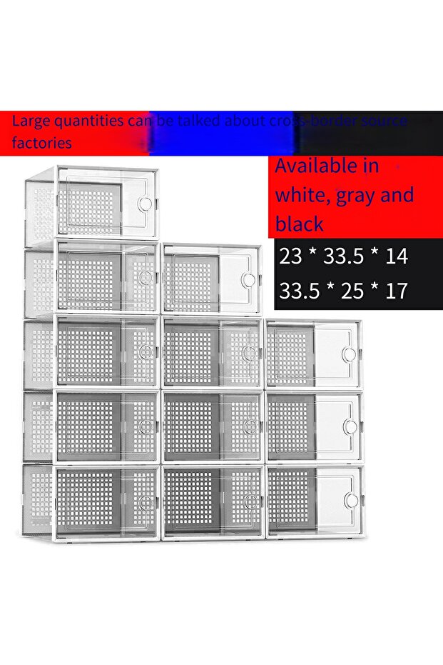 صندوق تخزين أحذية بلاستيكي شفاف قابل للتكديس مع غطاء، 12 قطعة - 6