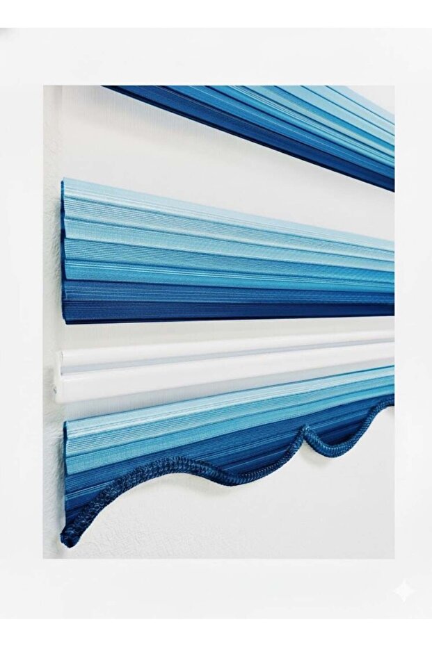 Geniş Plise Dilimli Zebra Perde Mavi - 1