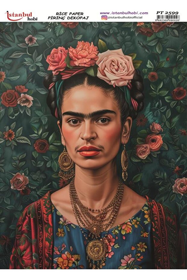 Brass Decoupage Paper 30X42Cm Pt-2599 Frida Kahlo