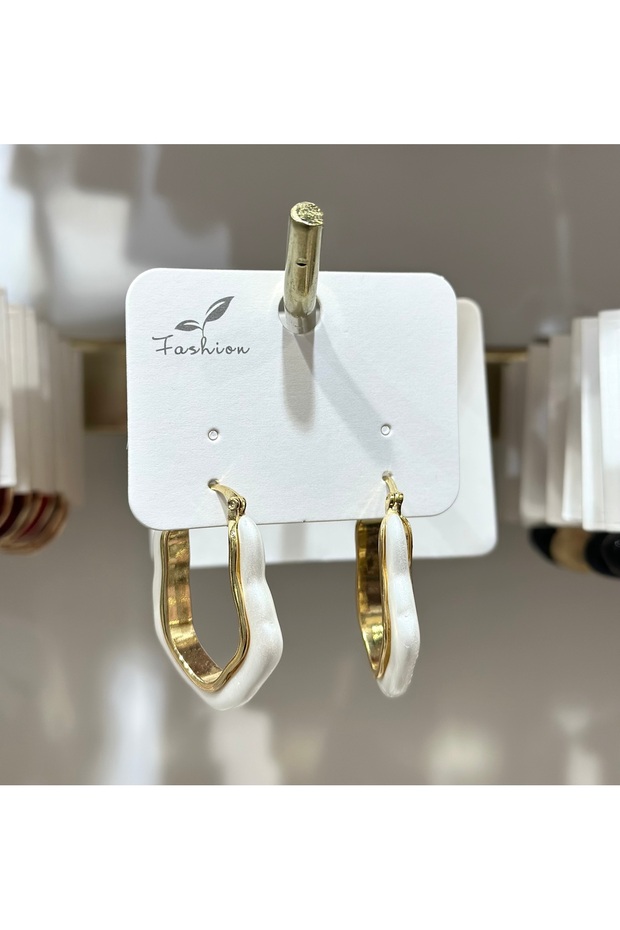 Cream Geometric Ring Non-Sterile Earrings