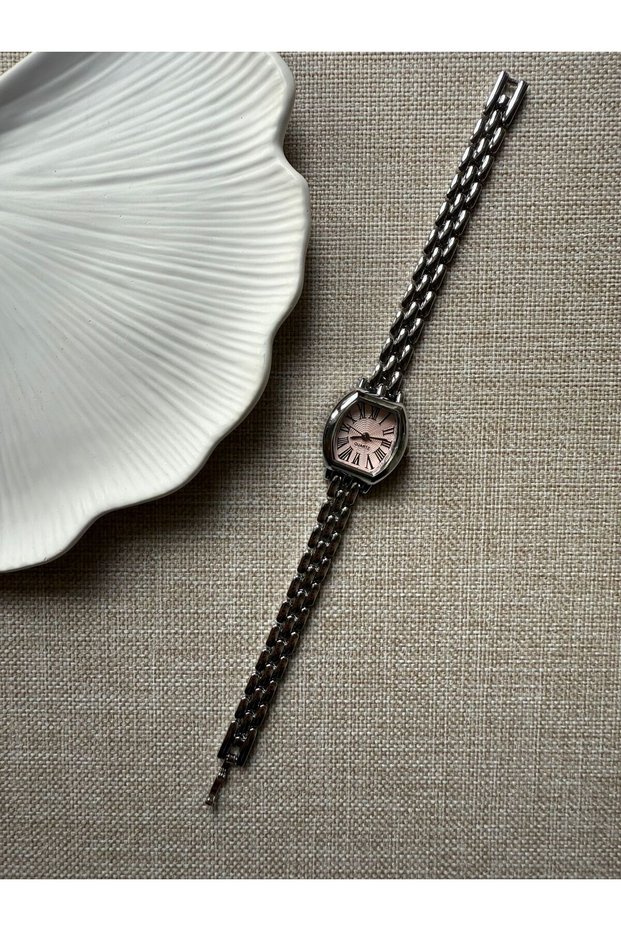 Öztel Vintage Minimalist Metal Cord Vintage Women's Wristwatch Inside Pink