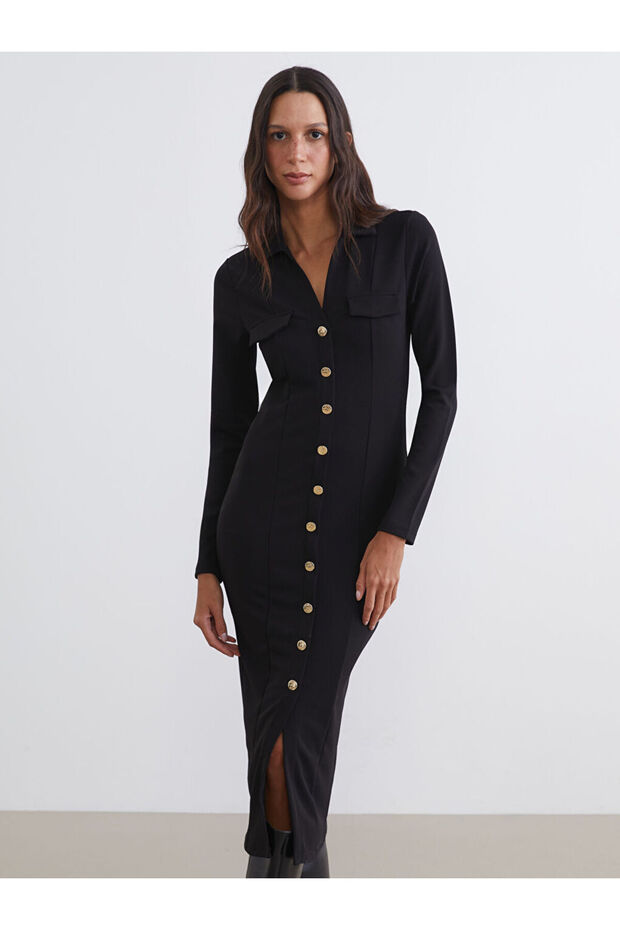 Rmz Gi̇yi̇m Farkiyla Shirt Roba Collar Slit Dress