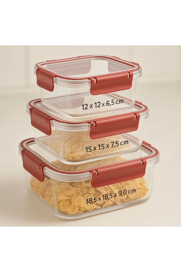 Square Chef Box Square 3-Piece Set (400ml 900ml 1800ml)