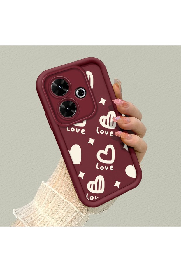 Simple Burgundy Phone Case for Xiaomi Poco M6 4g Compatible Silicone Material Shockproof