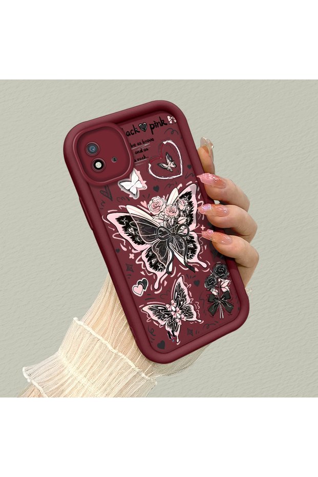 Realme C11 2021 Compatible Silicone Material Shockproof Simple Maroon Phone Case