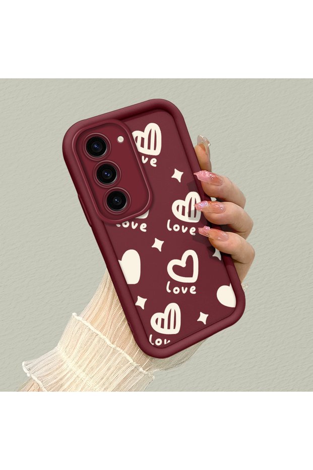 Samsung Galaxy S23 Compatible Silicone Material Shockproof Simple Burgundy Phone Case
