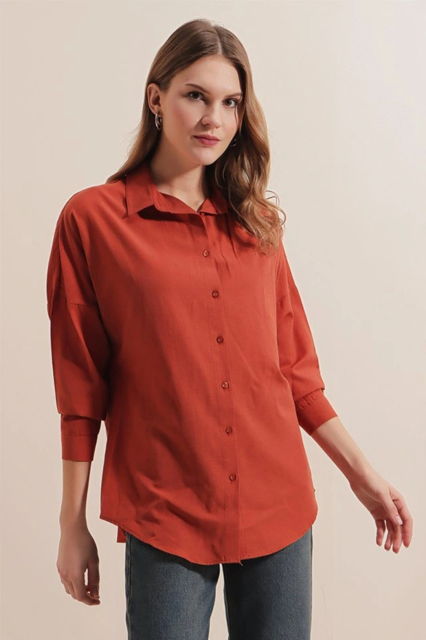    3900 Oversize Long Basic Shirt - Tile - 2