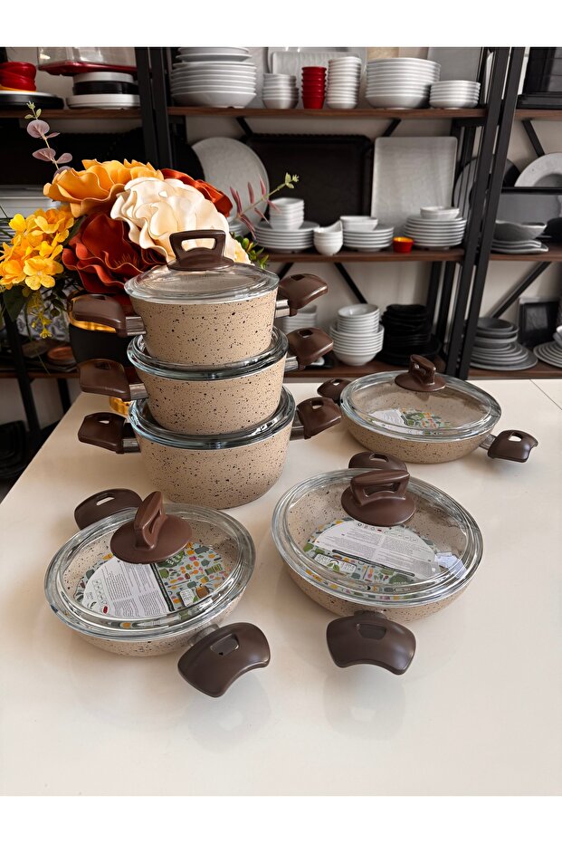 طقم أواني طهي من الجرانيت 12 قطعة - 4