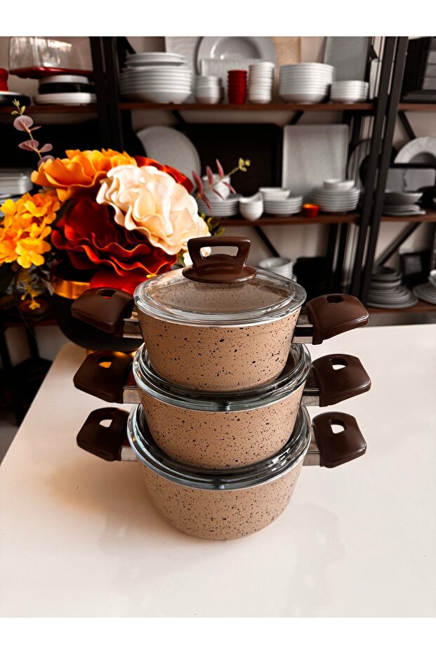 طقم أواني طهي من الجرانيت 12 قطعة - 3