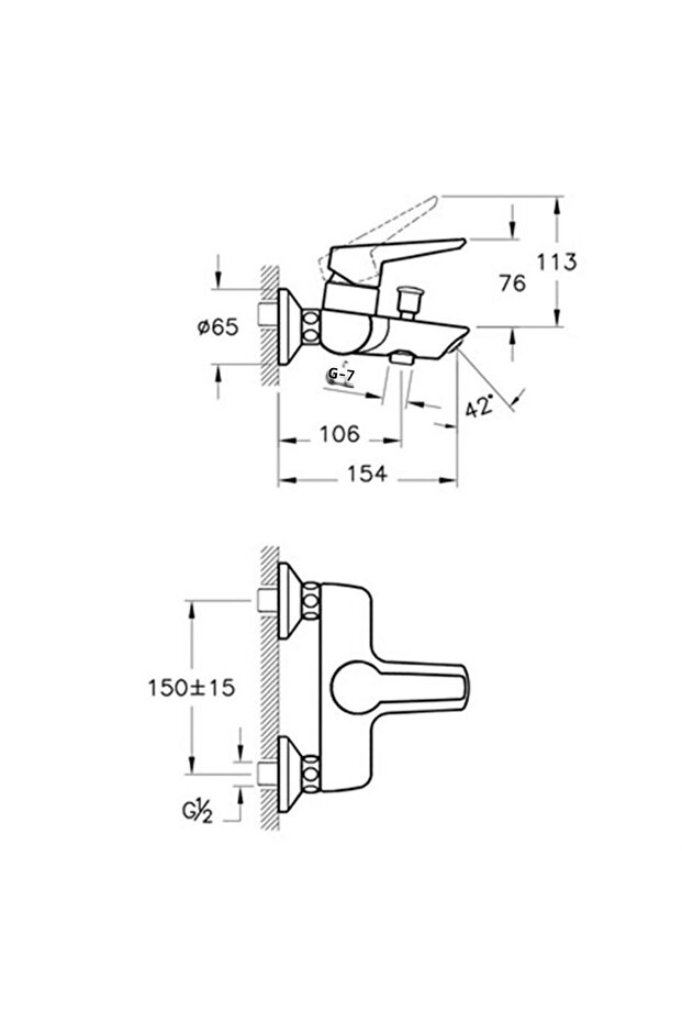 صنبور حمام صلب S كروم A42444 - 4