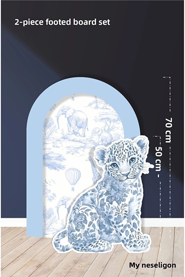Set of 2 Standing Boards Safari Blue, Leopard / 70 cm - 50 cm