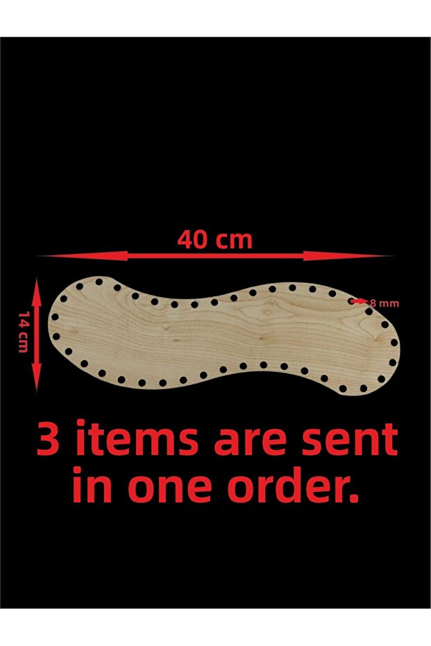 Wooden Cream 40X14 cm 3 Pieces Bamboo Tray Knitting Plate Supla Perforated Base Crochet Base Craft Basket Base