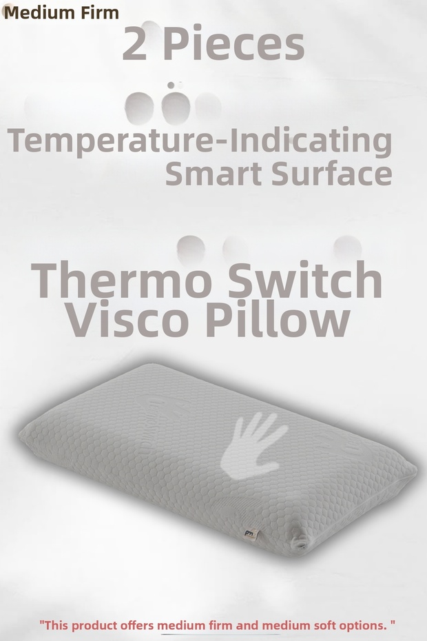 Heat Controlled Termoswitch Orthopedic Flat Long Size Visco Pillow [2 Pieces] (Medium Soft)