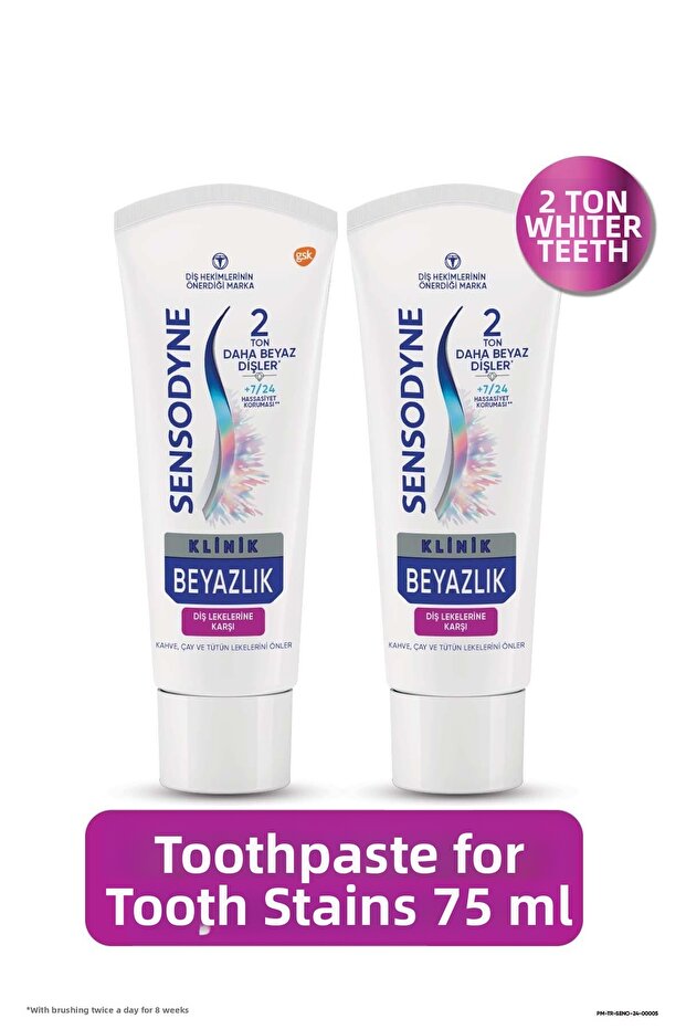 75ml X 2 Pcs Clinical Whiteness - Toothpaste Against Tea, Coffee and Tobacco Stains