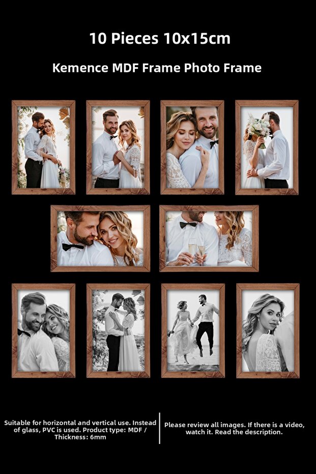 10 Pieces 10X15 Frame - Mdf Frame - Rectangular Frame - A6 Frame with Pvc