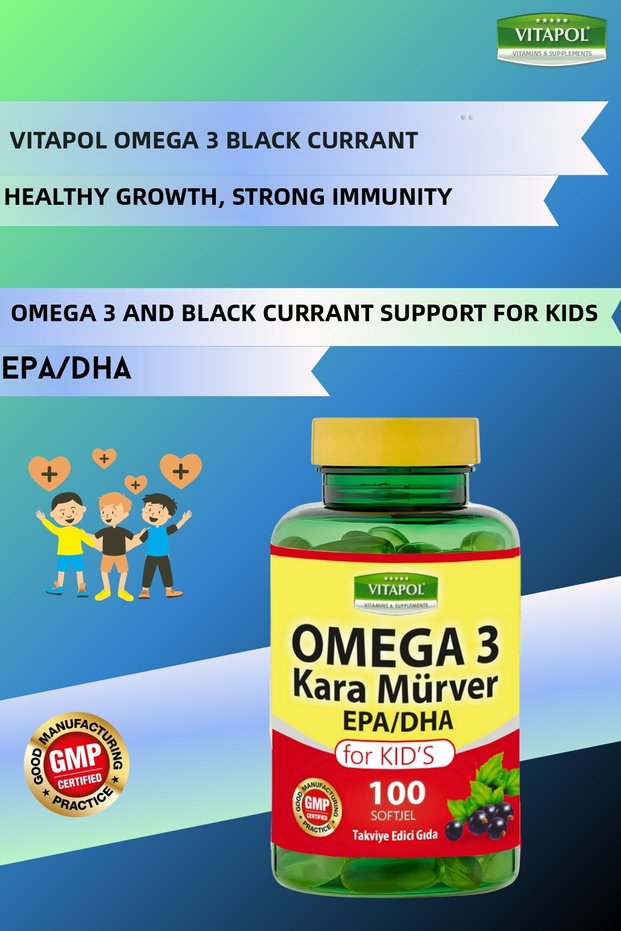Omega 3 Black Blue for Kids for Kids 100 Softgels