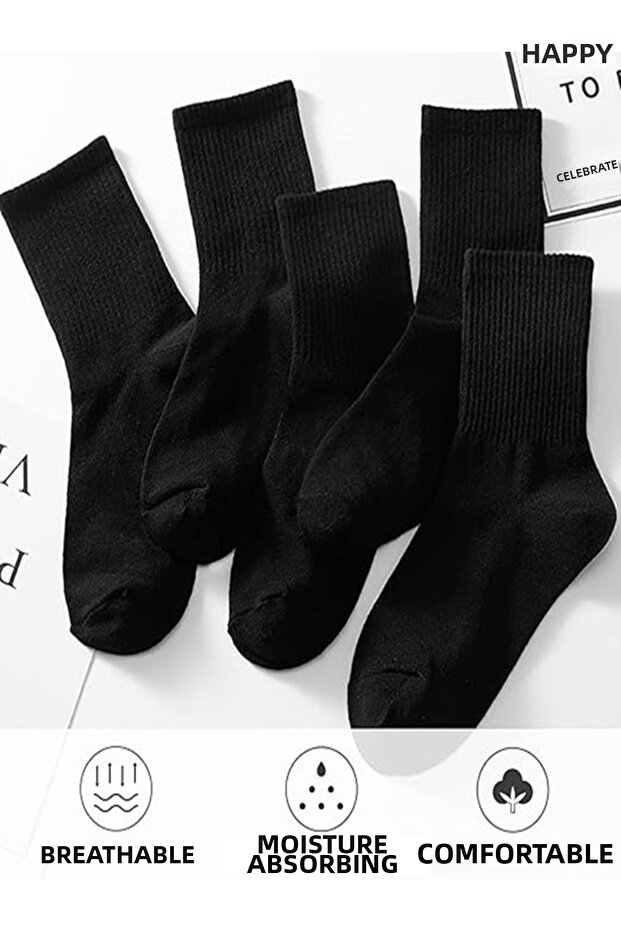 6 Pack Unisex Super Economical Plain Black Tennis Socks Crpbkl 1235719363