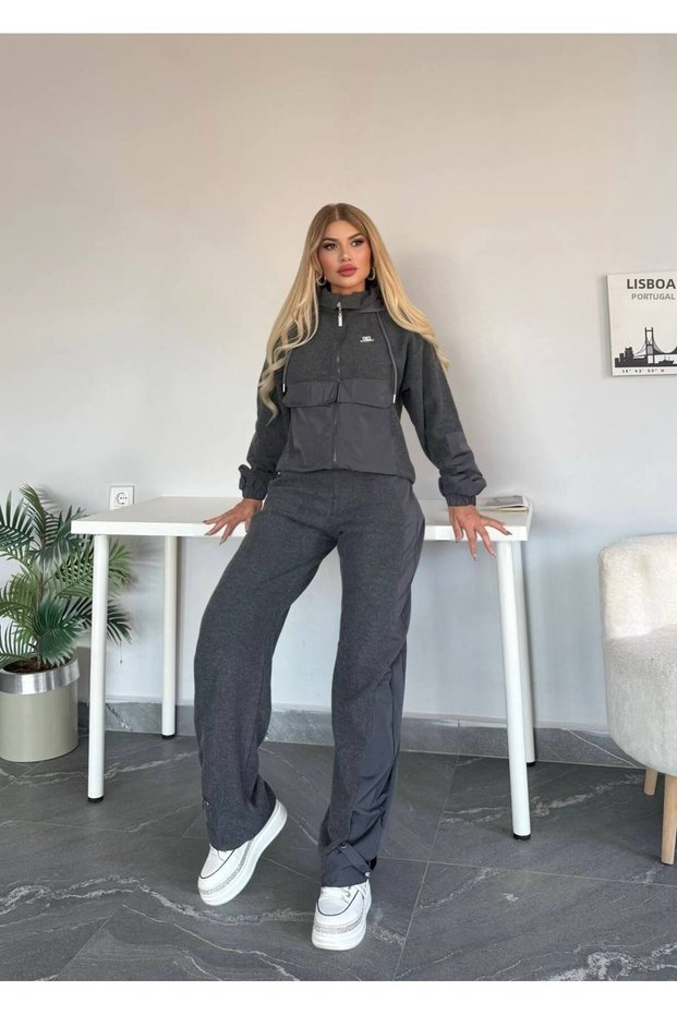 Knitwear Detailed Pocketed Zippered Bottom Top Sports Set