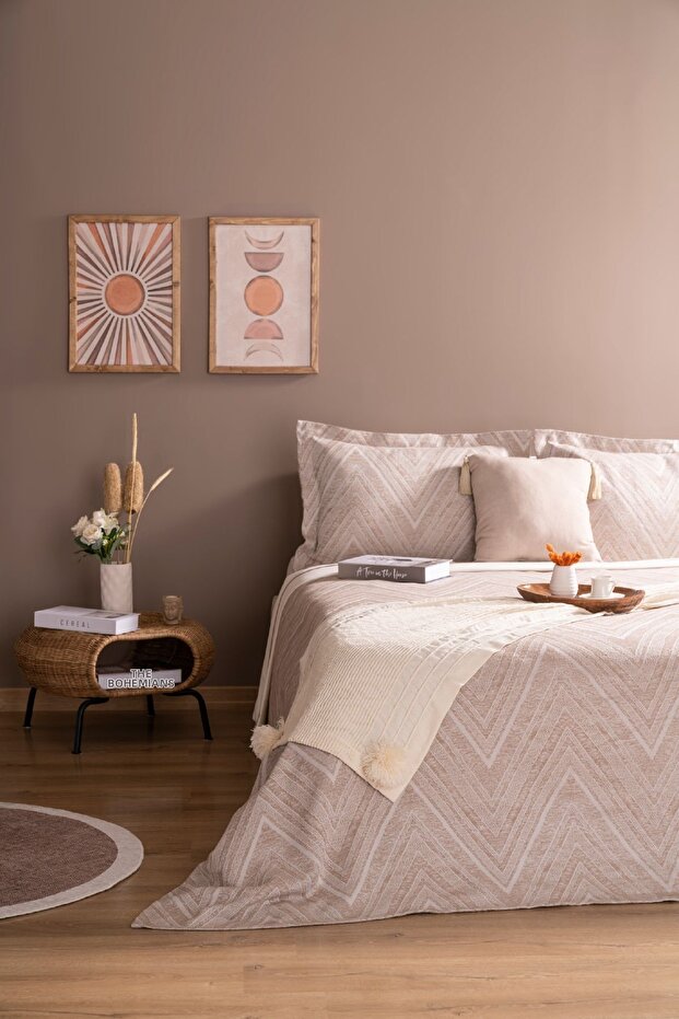 Ada Double Bed Cover Set Beige Daily Multi-Purpose Pique Cover Set - Stylish Box and Package