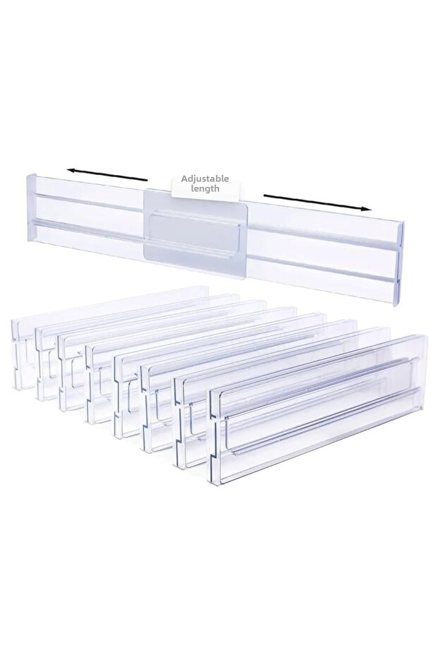 8 Pieces Acrylic Transparent Telescopic Adjustable Drawer Divider Organizer Y3338
