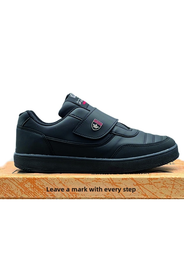 Black Velcro Sneaker Orthopedic Flexible Sole Comfortable Breathable Daily Walking Sports Shoes