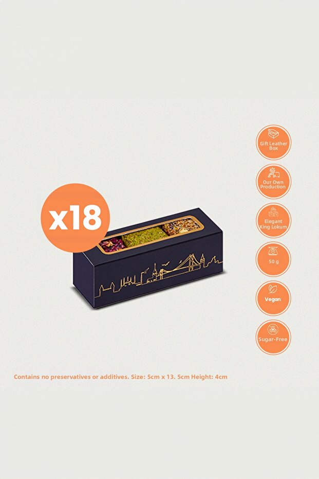 18-Piece Gift Box of King Lokum 50g with Assorted Special Pistachios