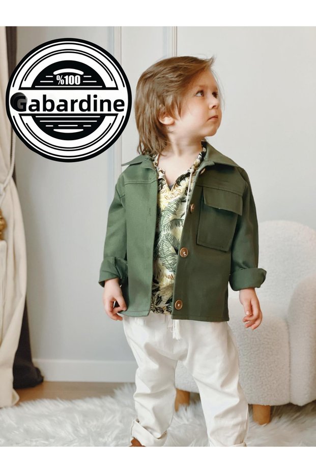 Green (Khaki) Trench Coat Children's and Baby Clothing Holiday Gift for Boys and Girls