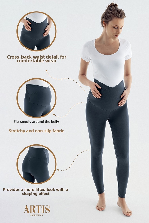 Magas derekú kismama leggings keresztezett derékrésszel - 1