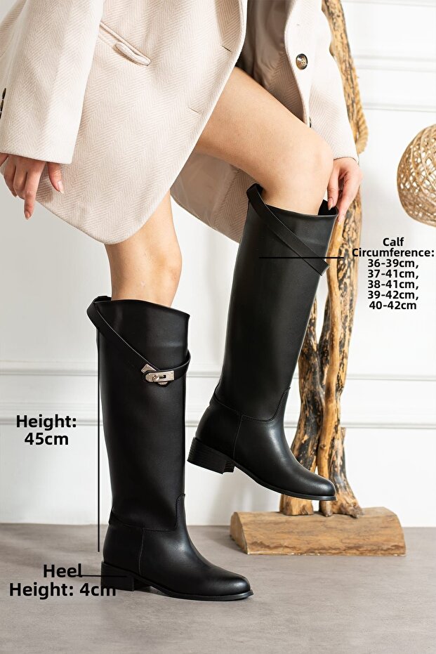 Dámské černé boty Vionne s černou přezkou - 5