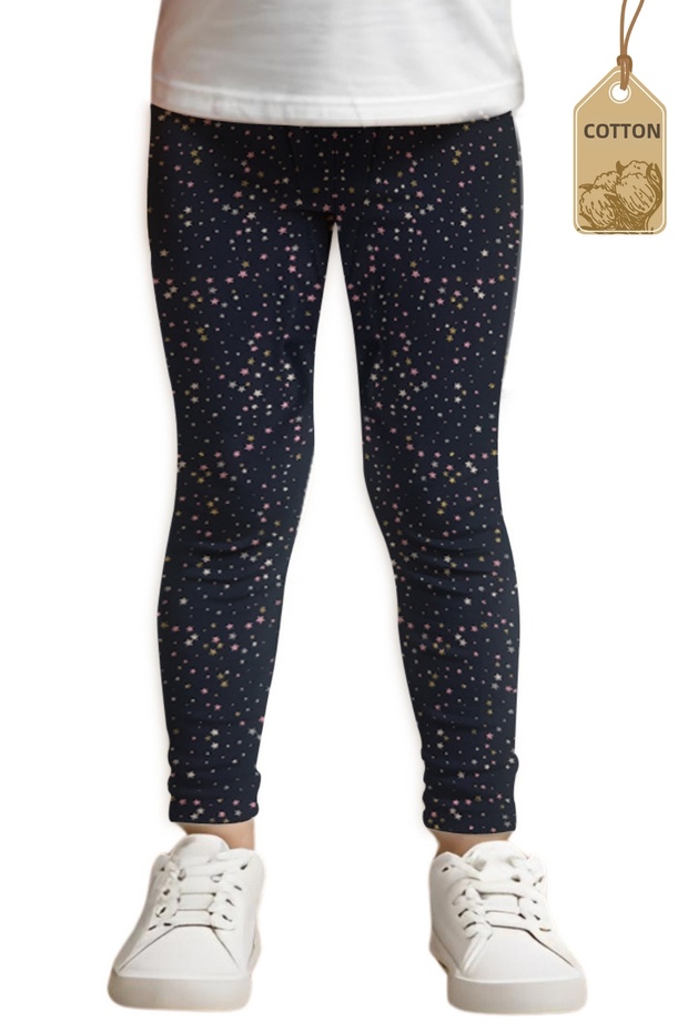 Black Sky Stars Patterned Seasonal and Summer Lycra Long Comfortable Cotton Leggings