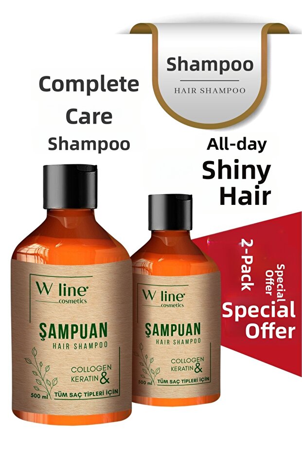Anti-Hair Loss Complete Care Shampoo Collagen-Bioton-Keratin and Vitamin E Set of 2 1000 ml