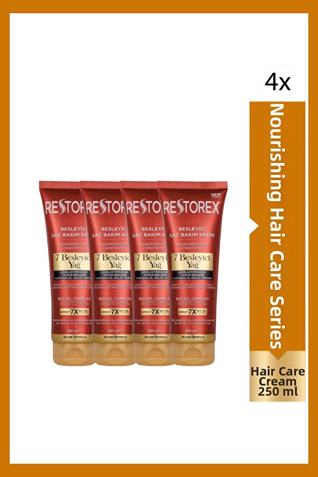 Nourishing Care Conditioner 250 ml - 7 Nourishing Oils Eye-Catching Shine Silky Softness 4 Pieces