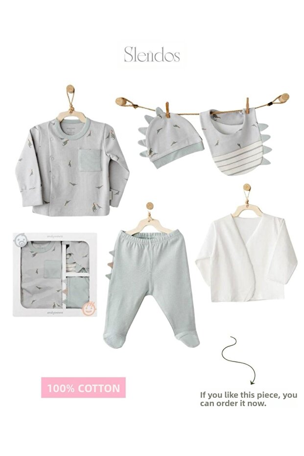 Baby Boy, Green, 100% Cotton, Mummy S Snuggle Saurus, Pcs, Natura Newborn Set