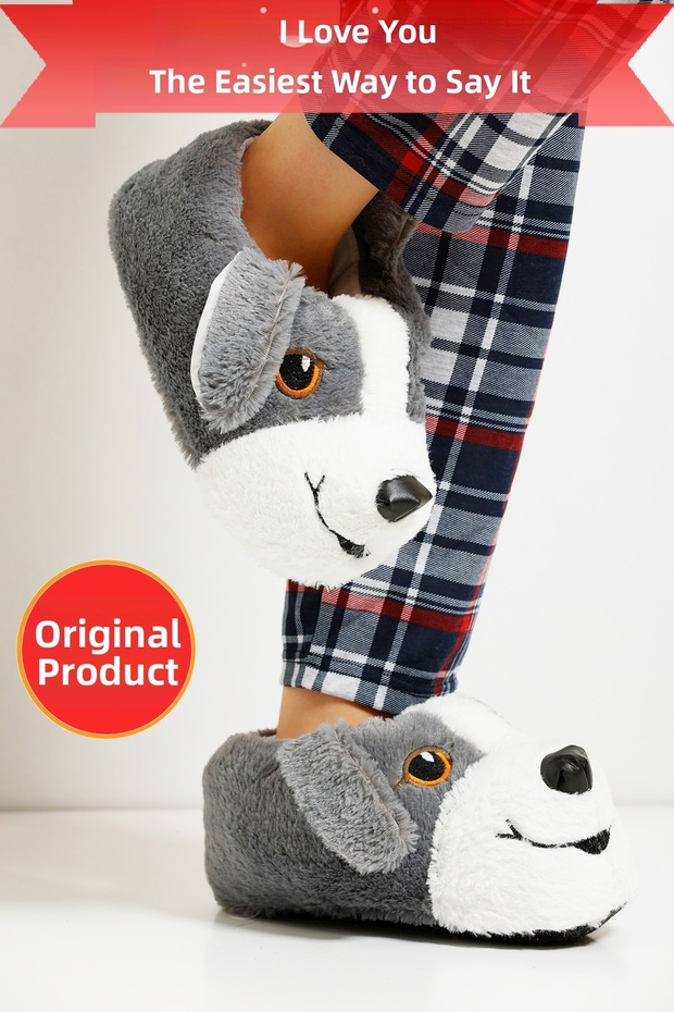 Soft Sole Cute Dog Slippers - 1