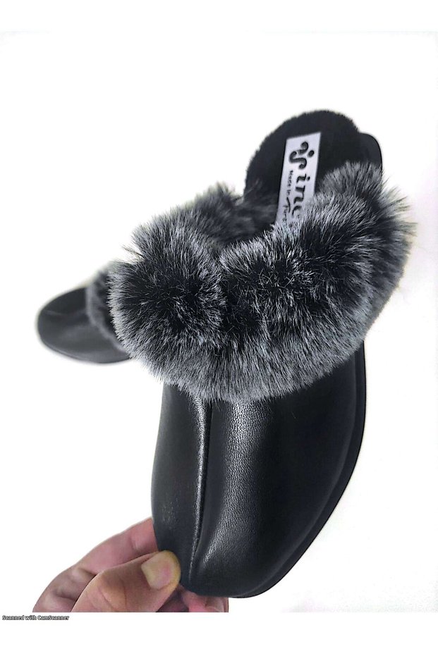 Women's Front Covered Fur Winter Home Daily Slippers