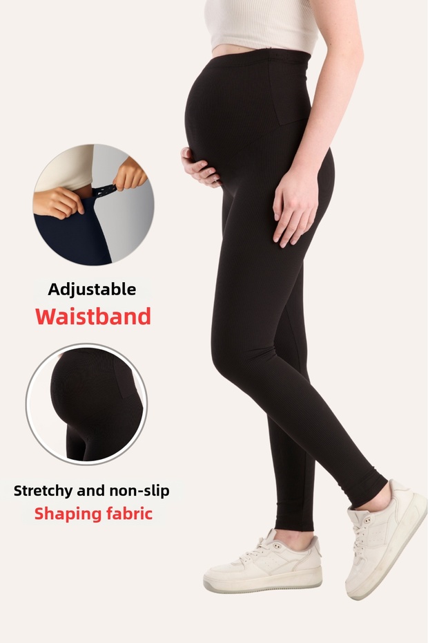 Téli polár bordázott szövet, állítható, magas derekú, rugalmas, feszesítő és szűkítő kismama harisnya - 6