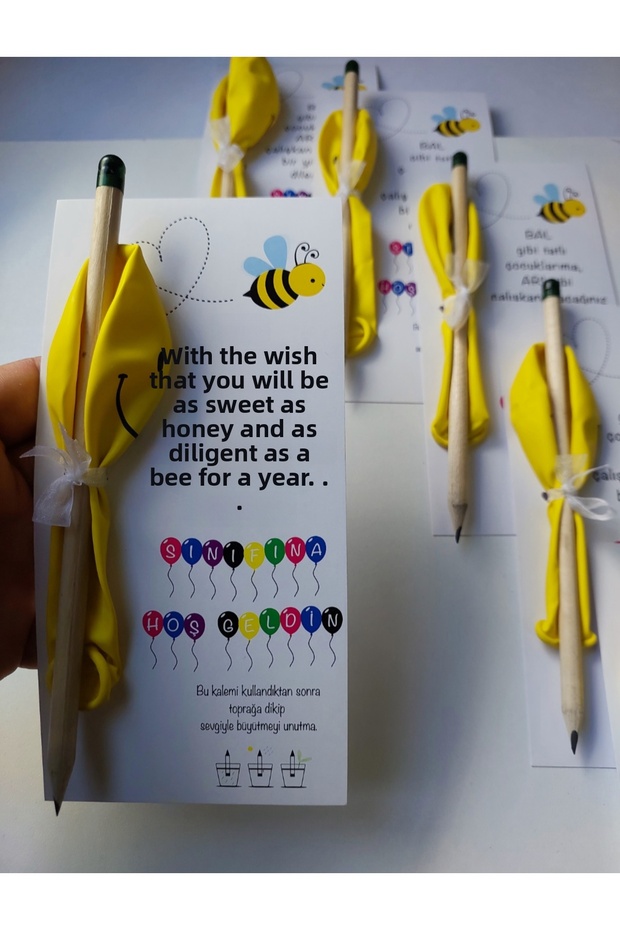 10 Pieces of Welcome to the School, Welcome to the Classroom Smiling Face Balloon and Pen with Seeds