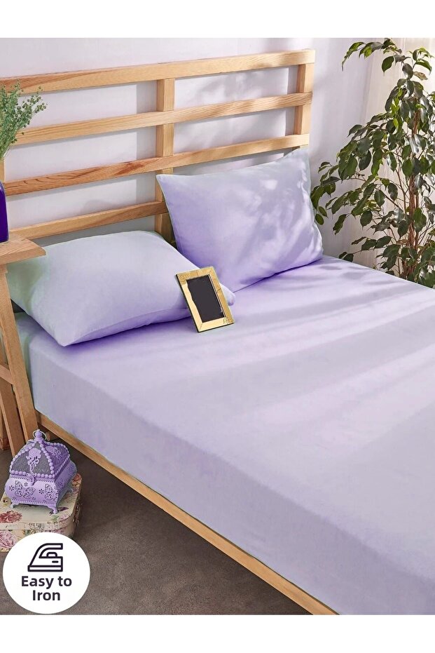 Ranforce Fabric, Fitted Elastic Sheet + Pillowcase - Single 100X200/120X200/Double 160X200/King Size 180X200