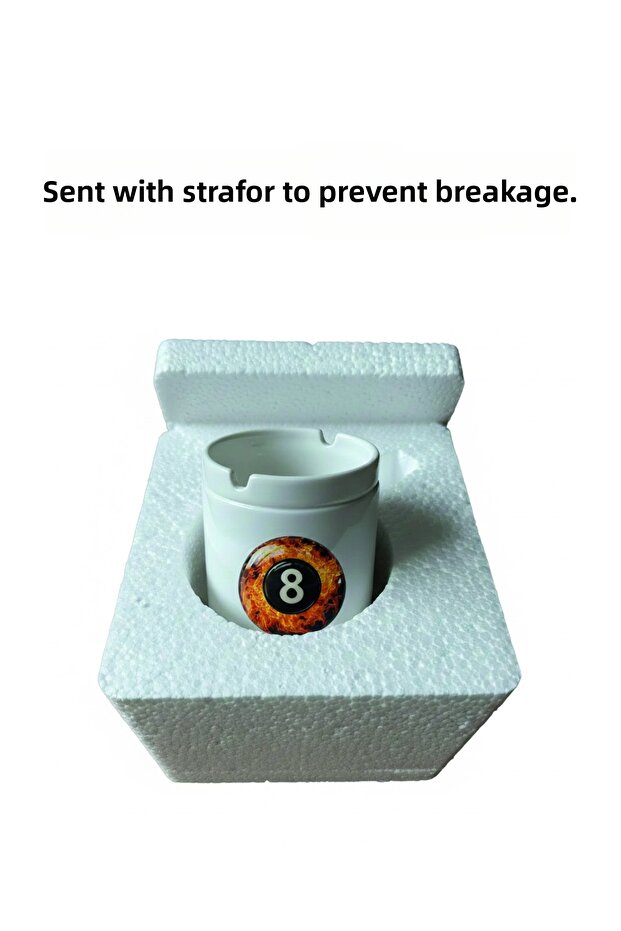 منفضة سجائر سيراميكية بنمط كرة البلياردو رقم 8 - 4