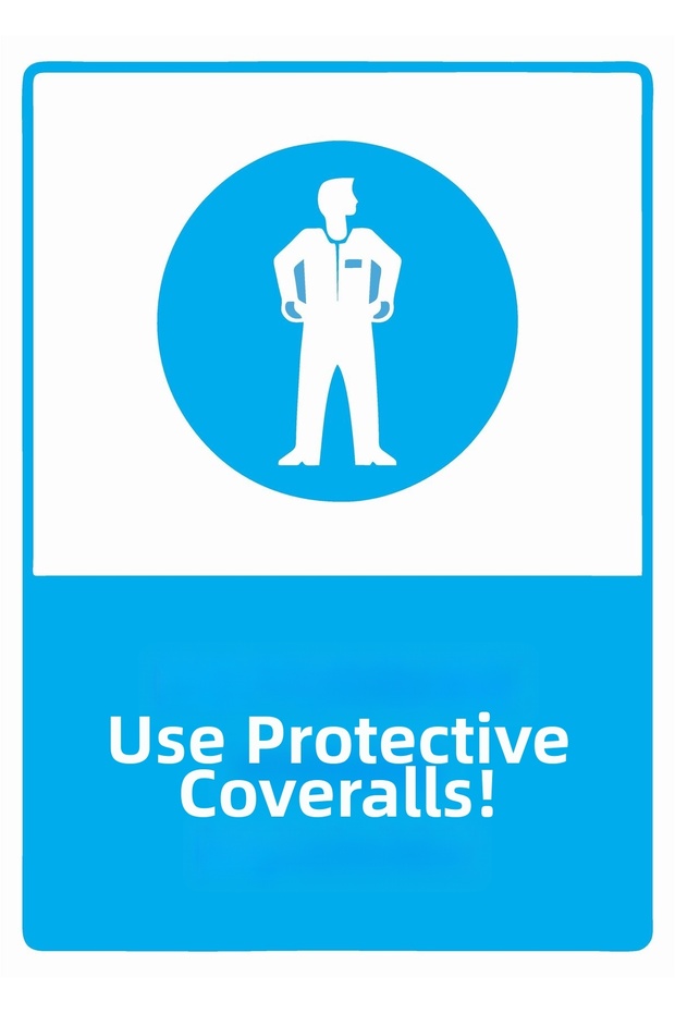 Use Protective Coveralls! Isg Warning Sign Pvc A5 15X21 cm