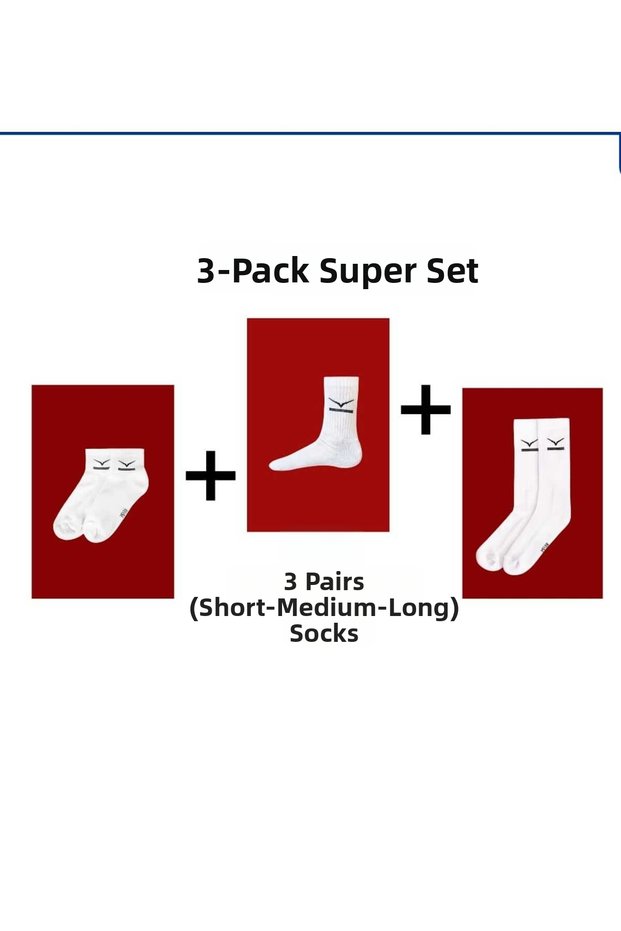3-Piece Short-Medium-Long Socks Unisex Volleyball & Basketball & Football & Tennis Training