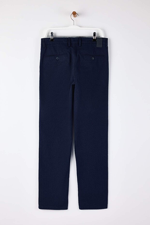 Lacivert Erkek Dar Paça/Slim Fit Mevsimlik %100 Pamuk Likralı Kumaş Pantolon TMNAW26PL00032 - 6