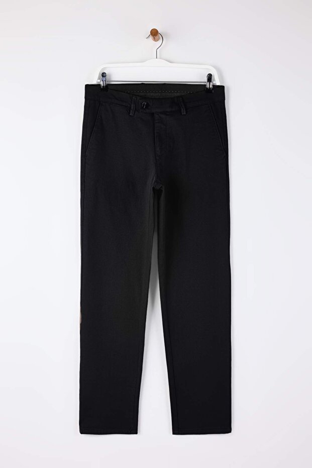 Siyah Erkek Dokulu Regular Chino Pantolon TMNAW26PL00029 - 5