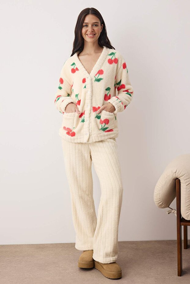 Çok Renkli Kiraz Desenli Wellsoft Örme Pijama Takımı THMAW26PT00181 - 2