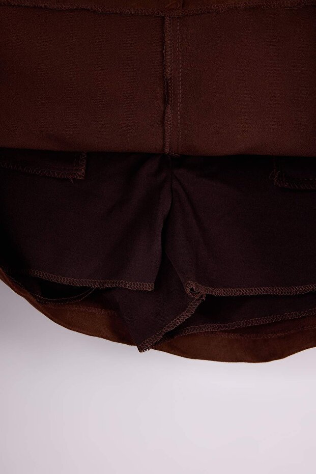 Koyu Kahverengi Suni Süet Mini Şort Etek Şort & Bermuda TWOAW26SR00058 - 7