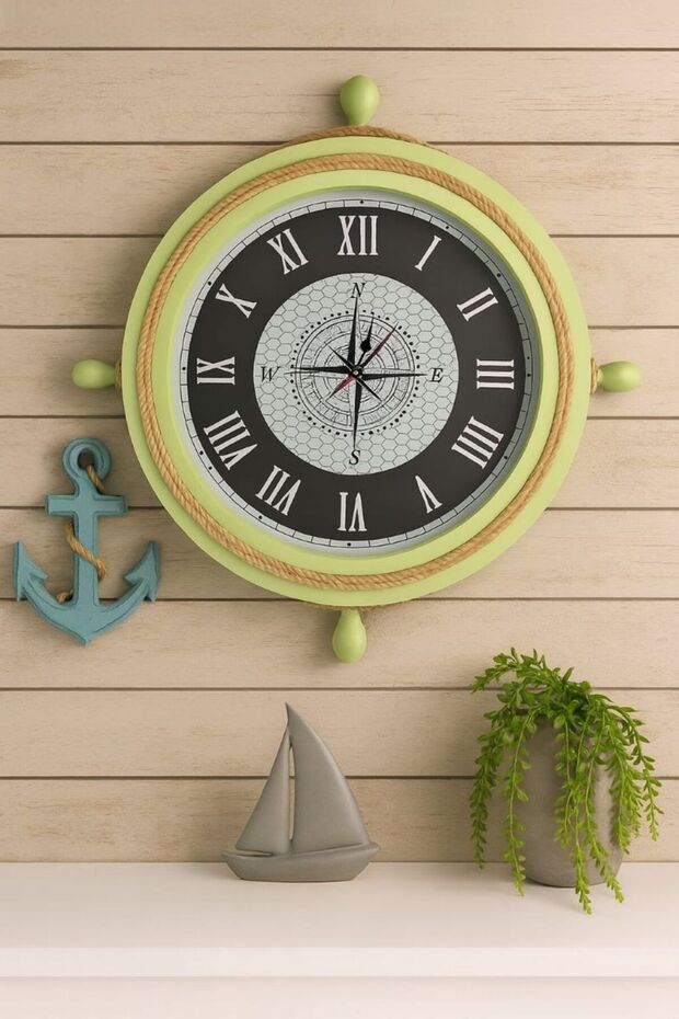 Halatlı Ahşap Duvar Saati - 1