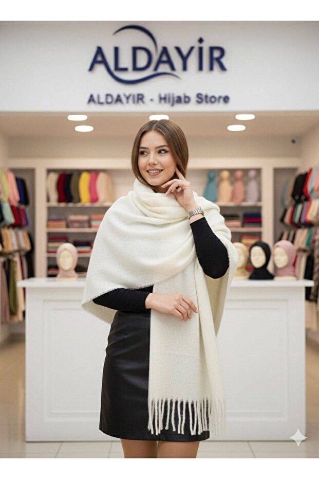 وشاح فاخر ناعم من قماش البوكليه بتصميم منتفخ