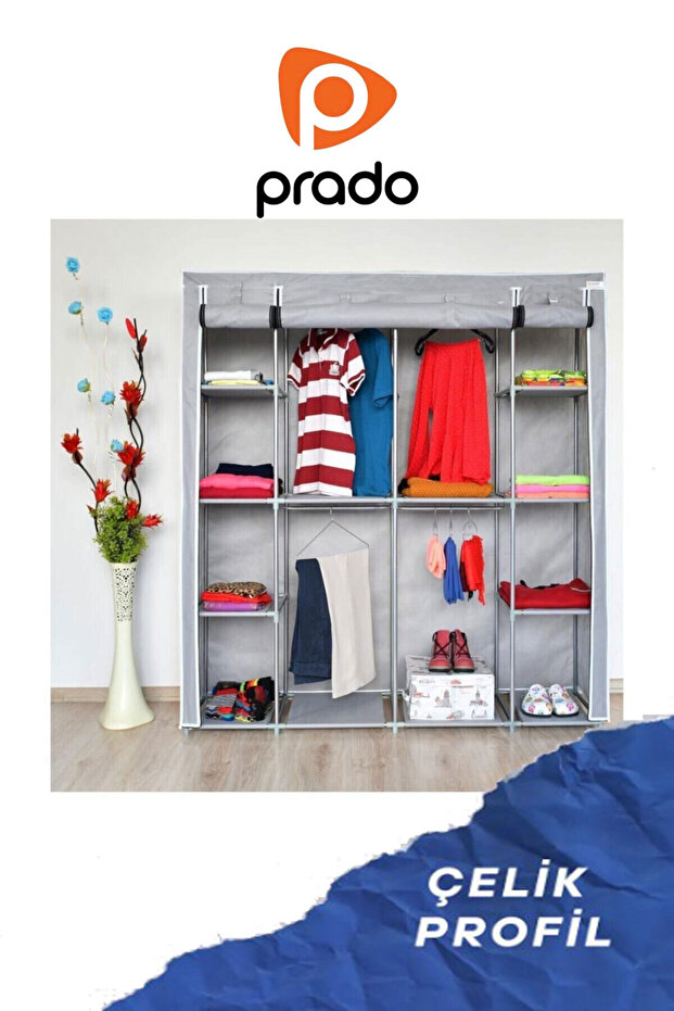 Double Askılıklı Çelik Profilli Bez Dolap - 1