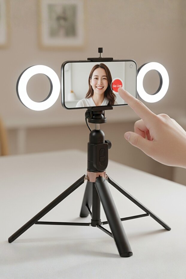 Live-K9 Pro 1700mm Live Broadcast Stand – Adjustable Tripod with Ring Light Mount