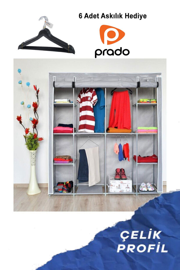 Prado Double Askılıklı Çelik Profilli Bez Dolap - 1